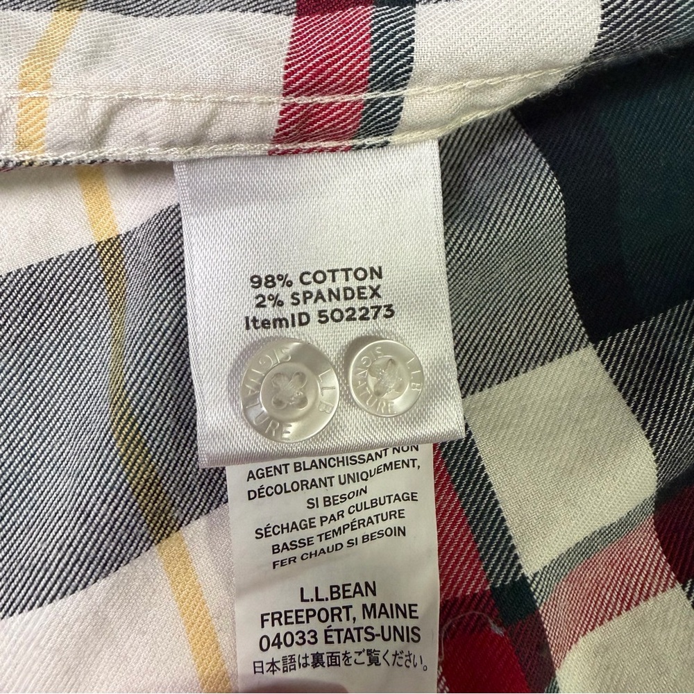 L.L. Bean Signature Stretch Woven Plaid Shirt, Men’s Large, Black/Red - Picture 8 of 9